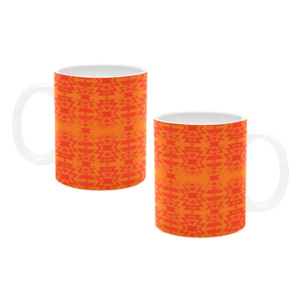 Fire Colors and Turquoise Orange Feather Directions White Mug(11OZ) White Mug e-joyer 