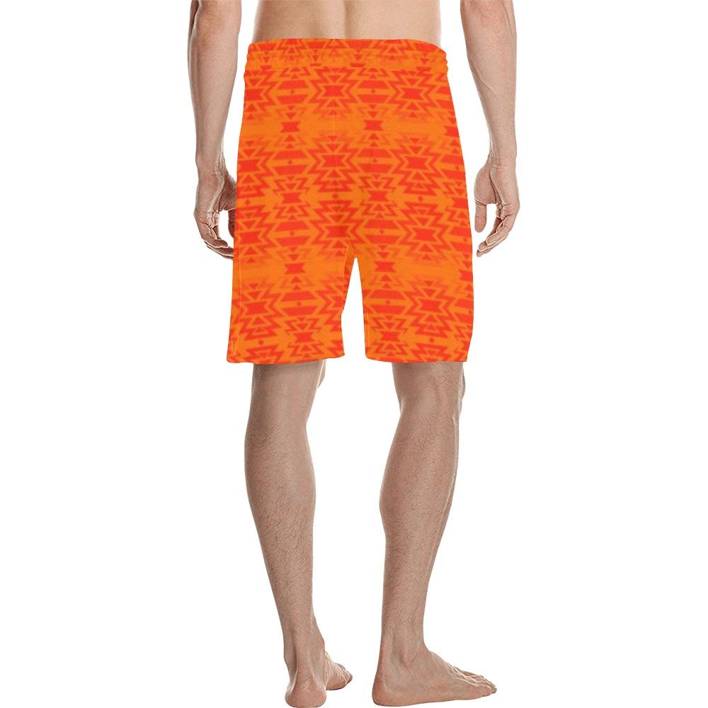 Fire Colors and Turquoise Orange Men's All Over Print Casual Shorts (Model L23) Men's Casual Shorts (L23) e-joyer 