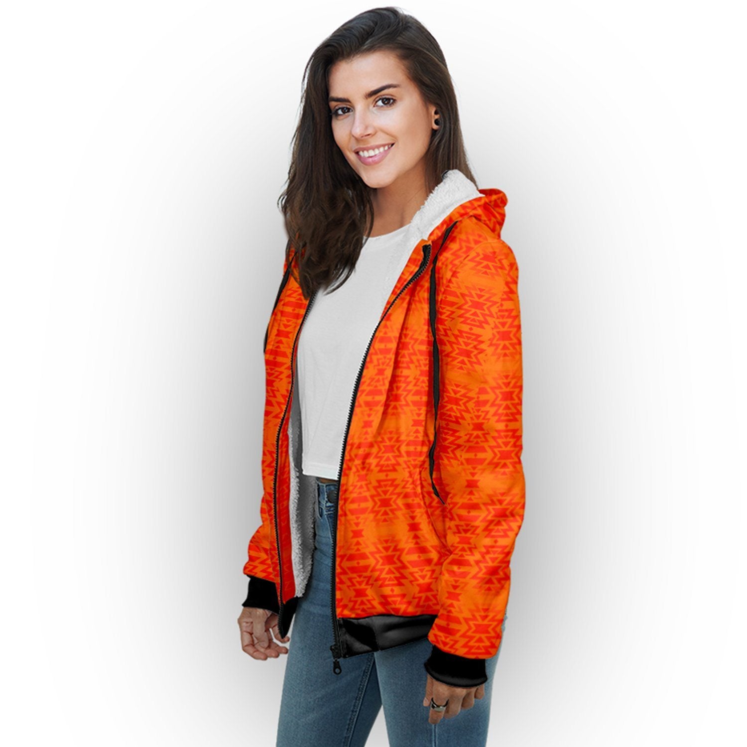 Orange sherpa hoodie online