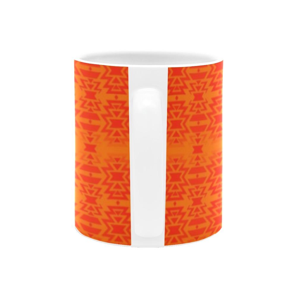 Fire Colors and Turquoise Orange White Mug(11OZ) White Mug e-joyer 