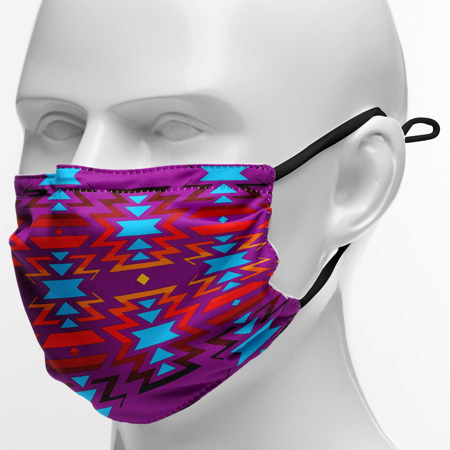 Fire Colors and Turquoise Purple Face Cover Herman 