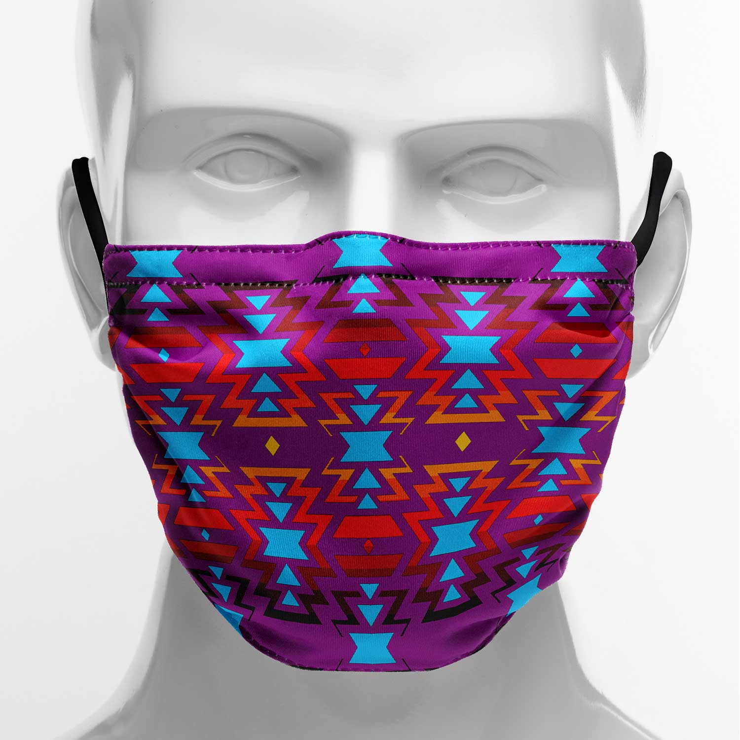 Fire Colors and Turquoise Purple Face Cover Herman 