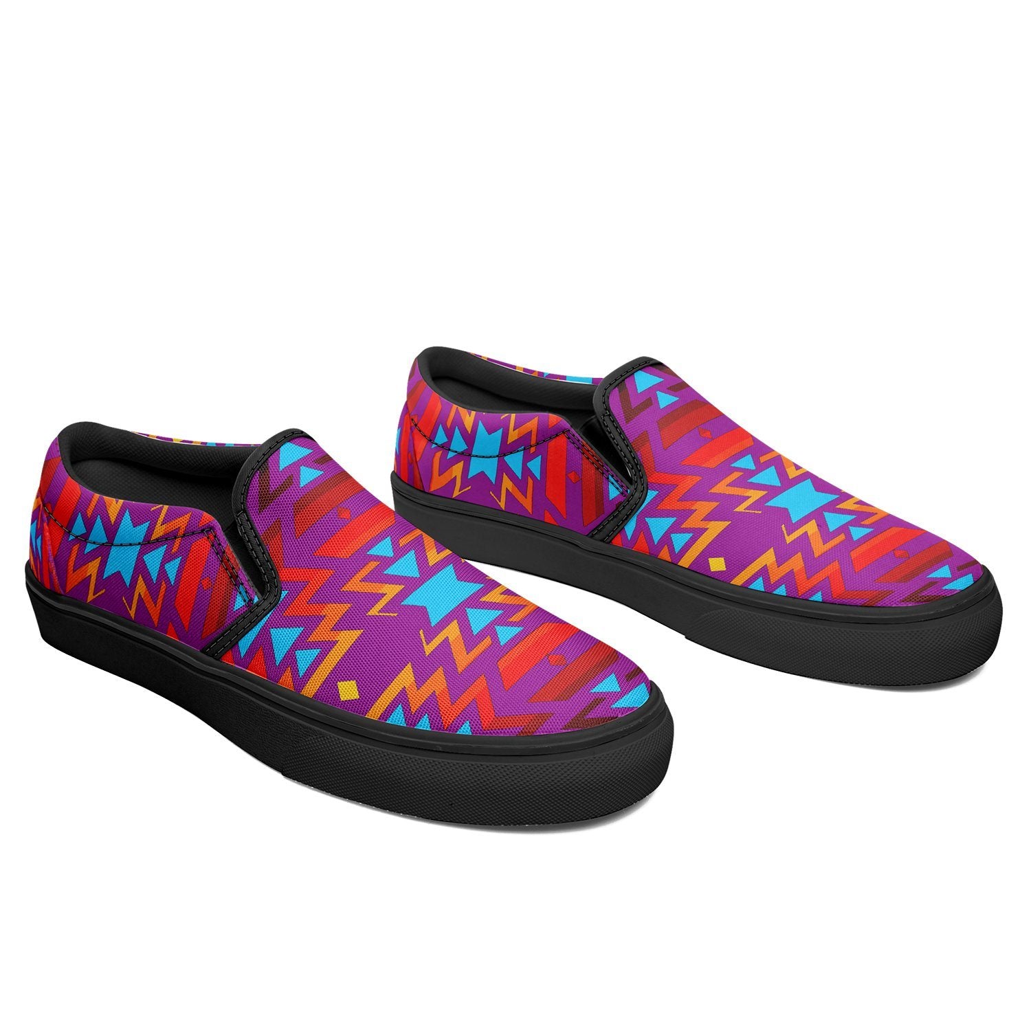 Fire Colors and Turquoise Purple Otoyimm Canvas Slip On Shoes 49 Dzine 