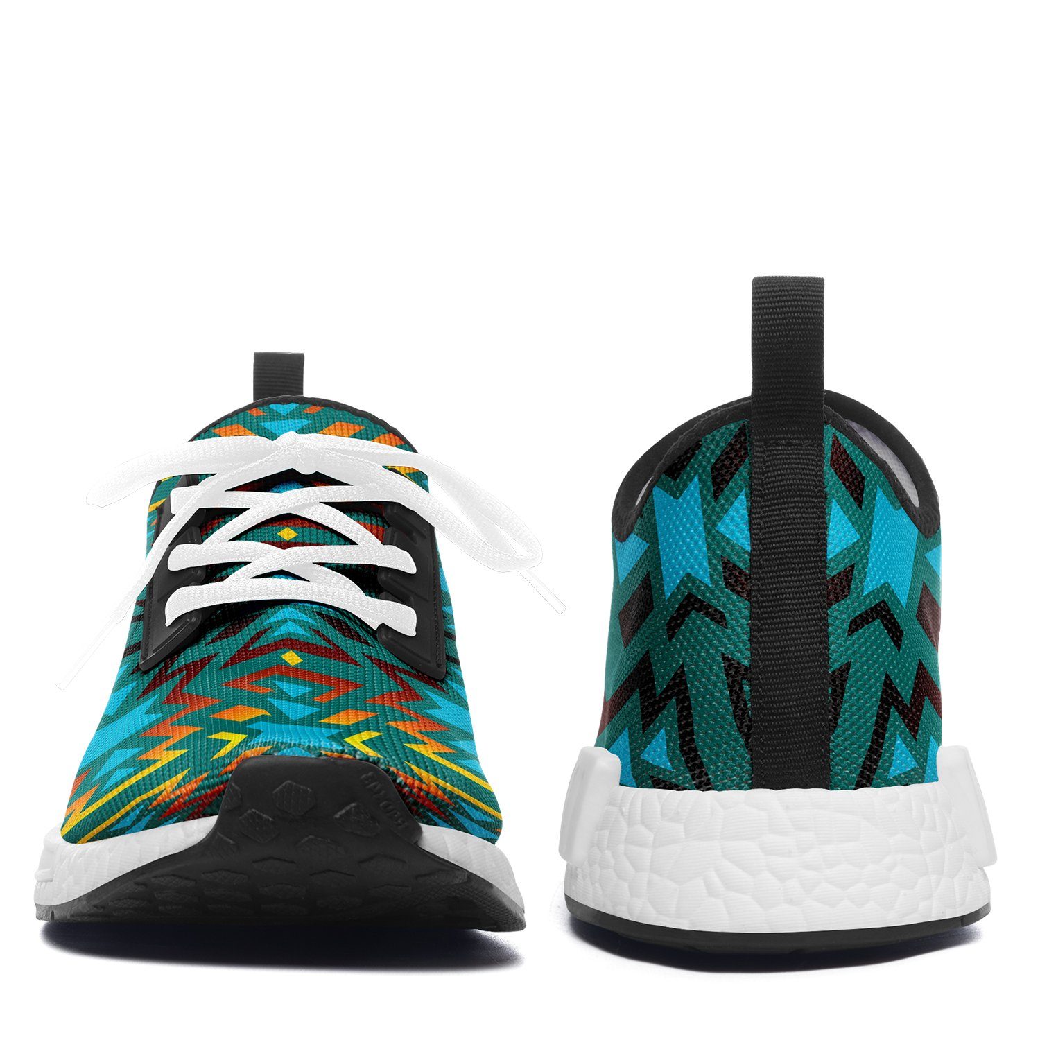 Fire Colors and Turquoise Teal Draco Running Shoes 49 Dzine 