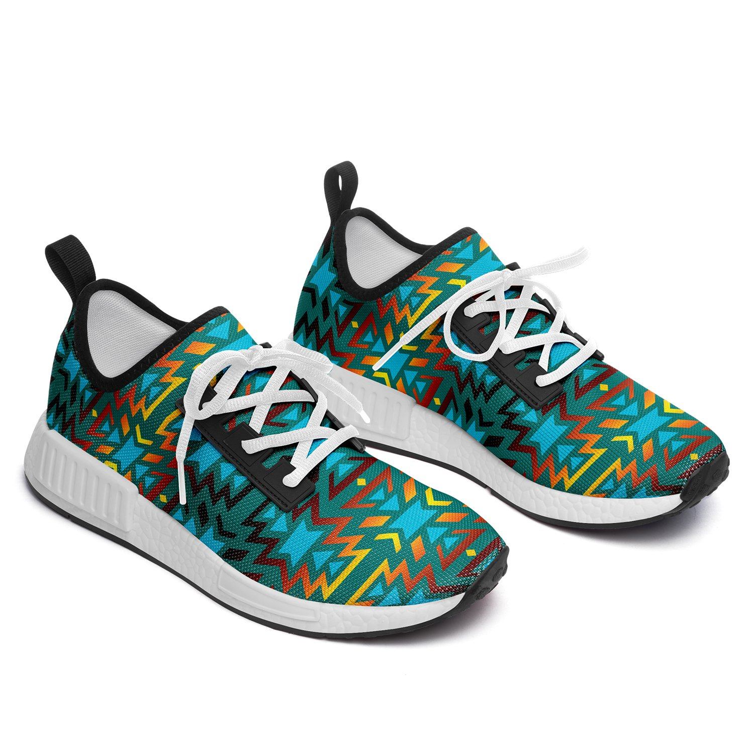 Fire Colors and Turquoise Teal Draco Running Shoes 49 Dzine 