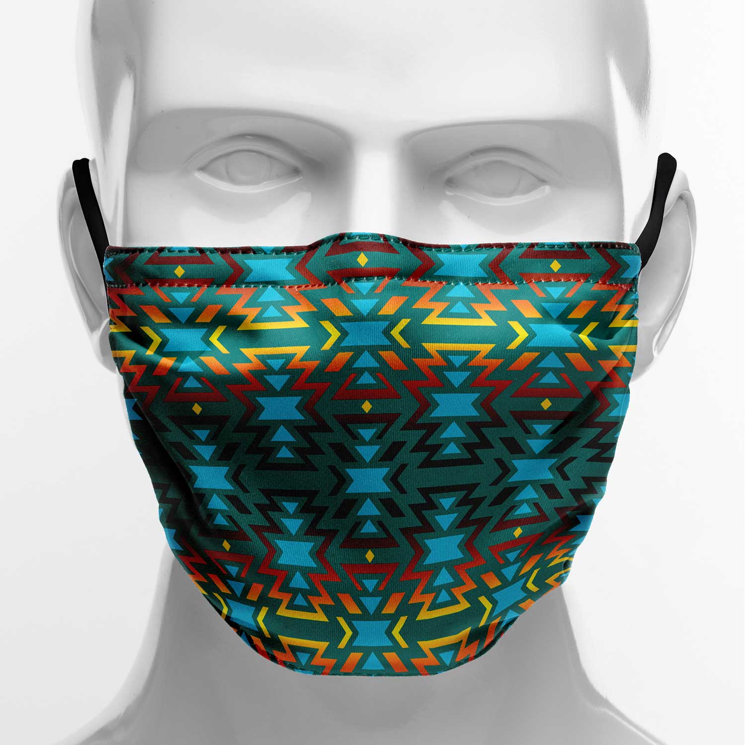 Fire Colors and Turquoise Teal Face Cover Herman 