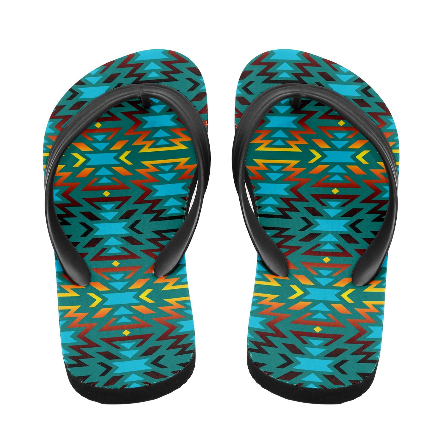 Fire Colors and Turquoise Teal Flip Flops 49 Dzine 