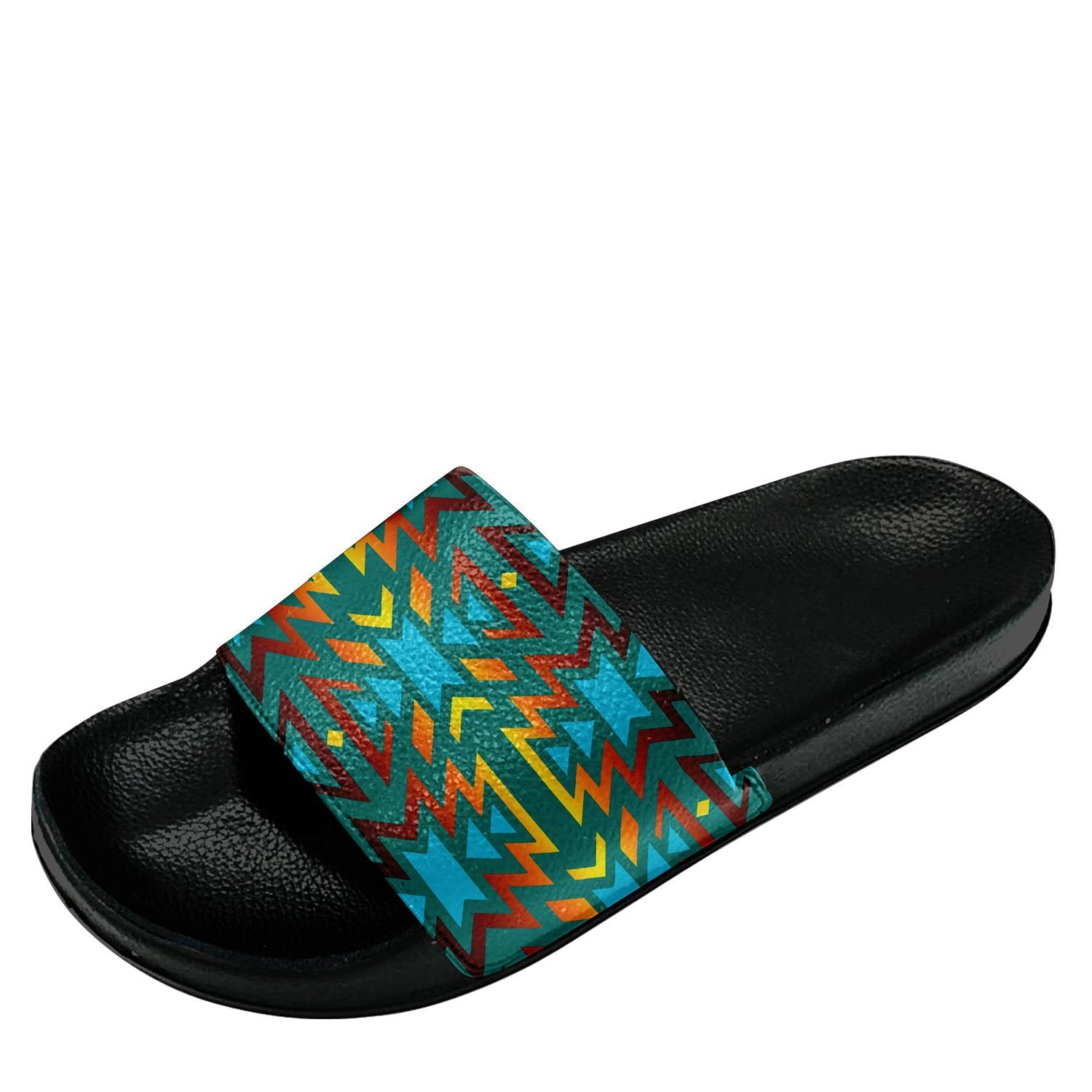 Fire Colors and Turquoise Teal Slide Sandals 49 Dzine 