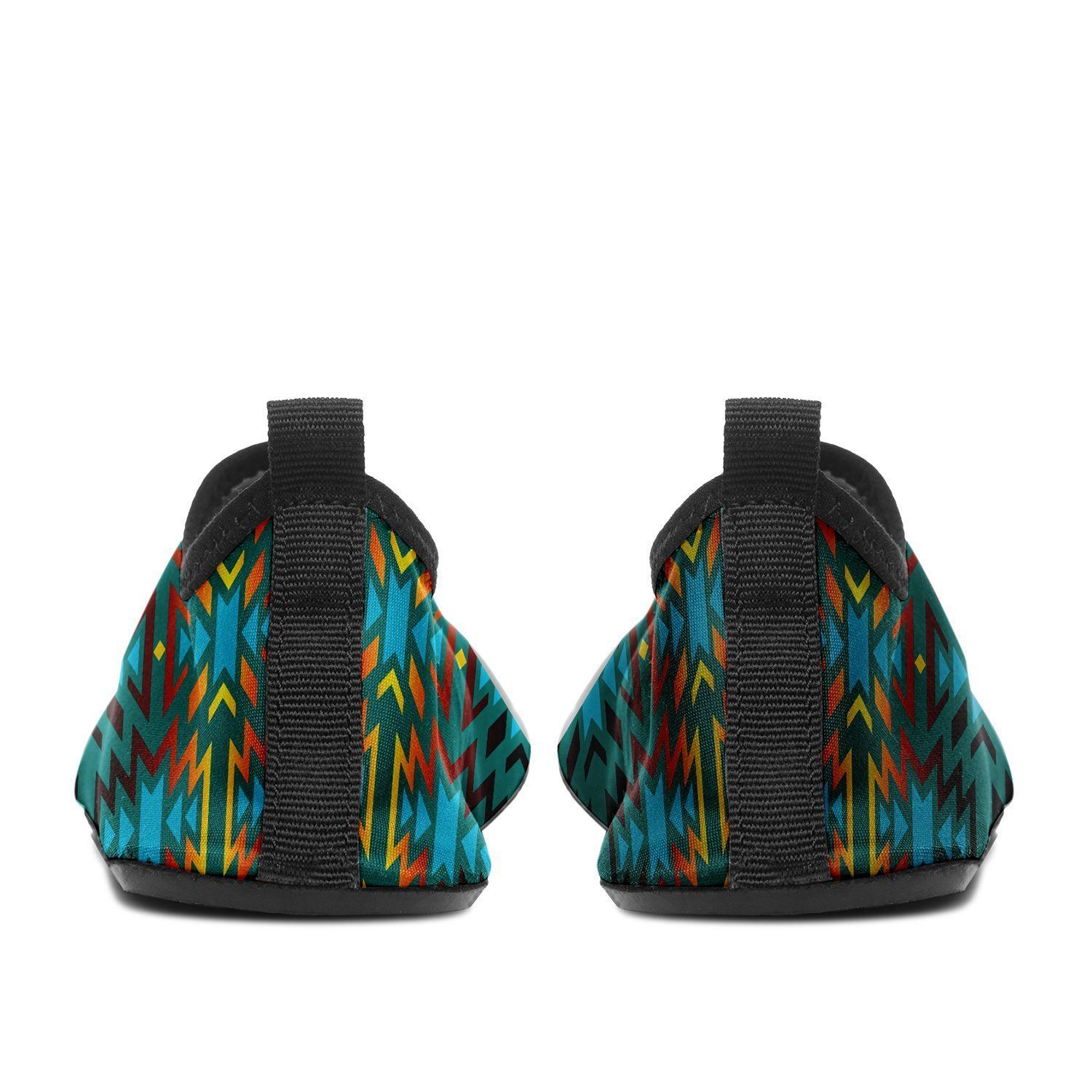 Fire Colors and Turquoise Teal Sockamoccs Kid's Slip On Shoes 49 Dzine 
