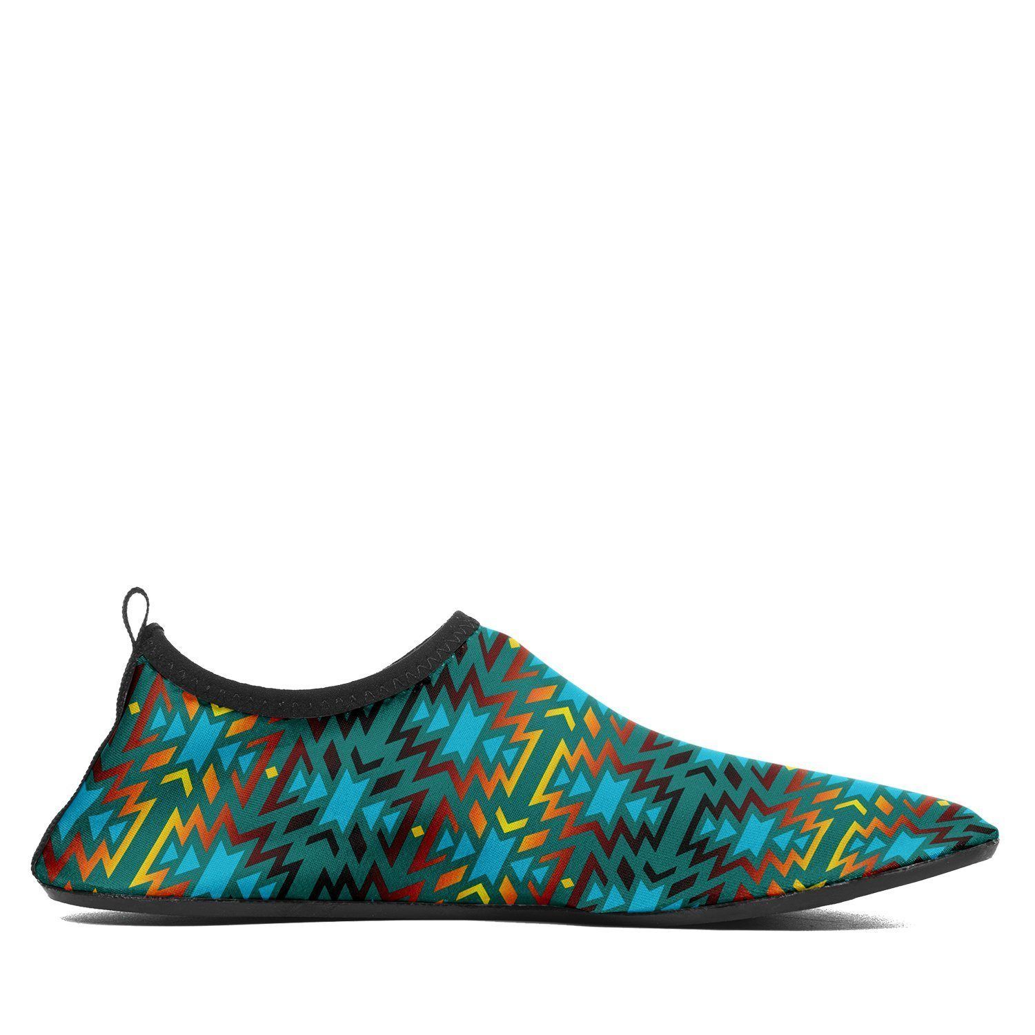 Fire Colors and Turquoise Teal Sockamoccs Kid's Slip On Shoes 49 Dzine 