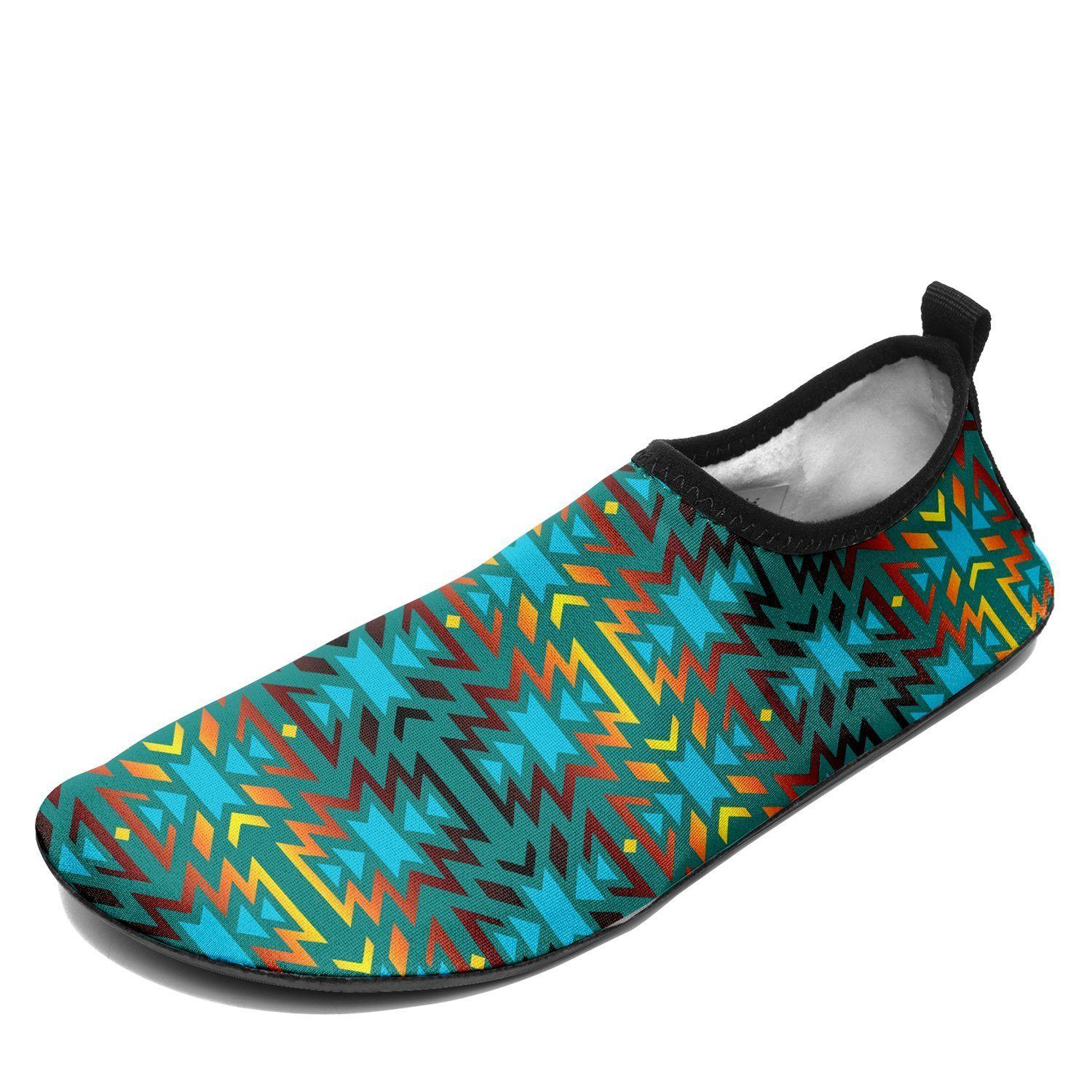 Fire Colors and Turquoise Teal Sockamoccs Kid's Slip On Shoes 49 Dzine 