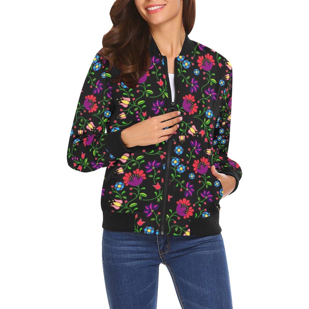 Fleur Indigine All Over Print Bomber Jacket for Women (Model H19) All Over Print Bomber Jacket for Women (H19) e-joyer 