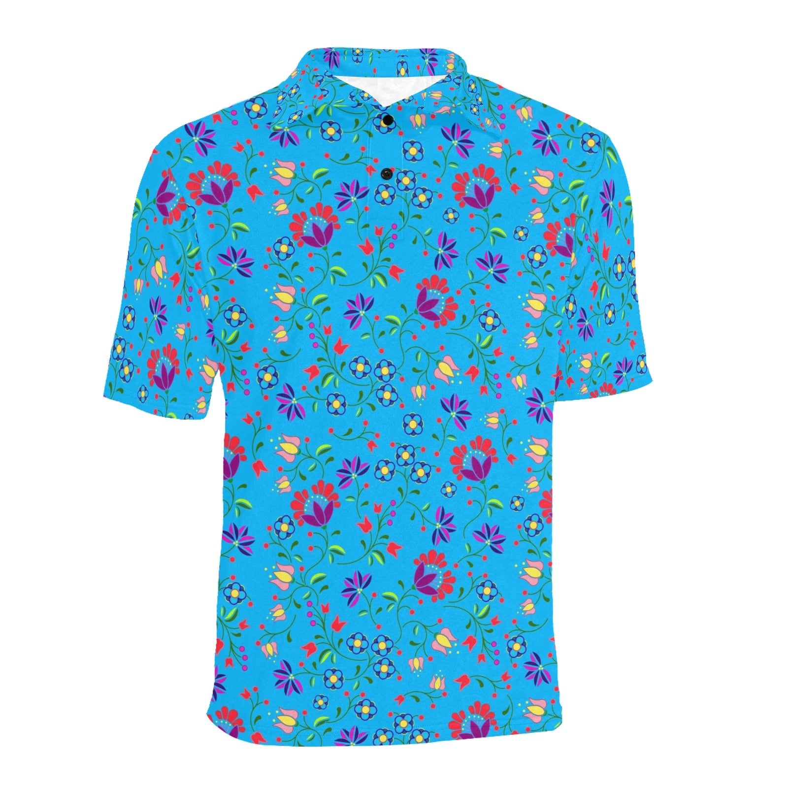 Fleur Indigine Ciel Men's All Over Print Polo Shirt (Model T55) Men's Polo Shirt (Model T55) e-joyer 
