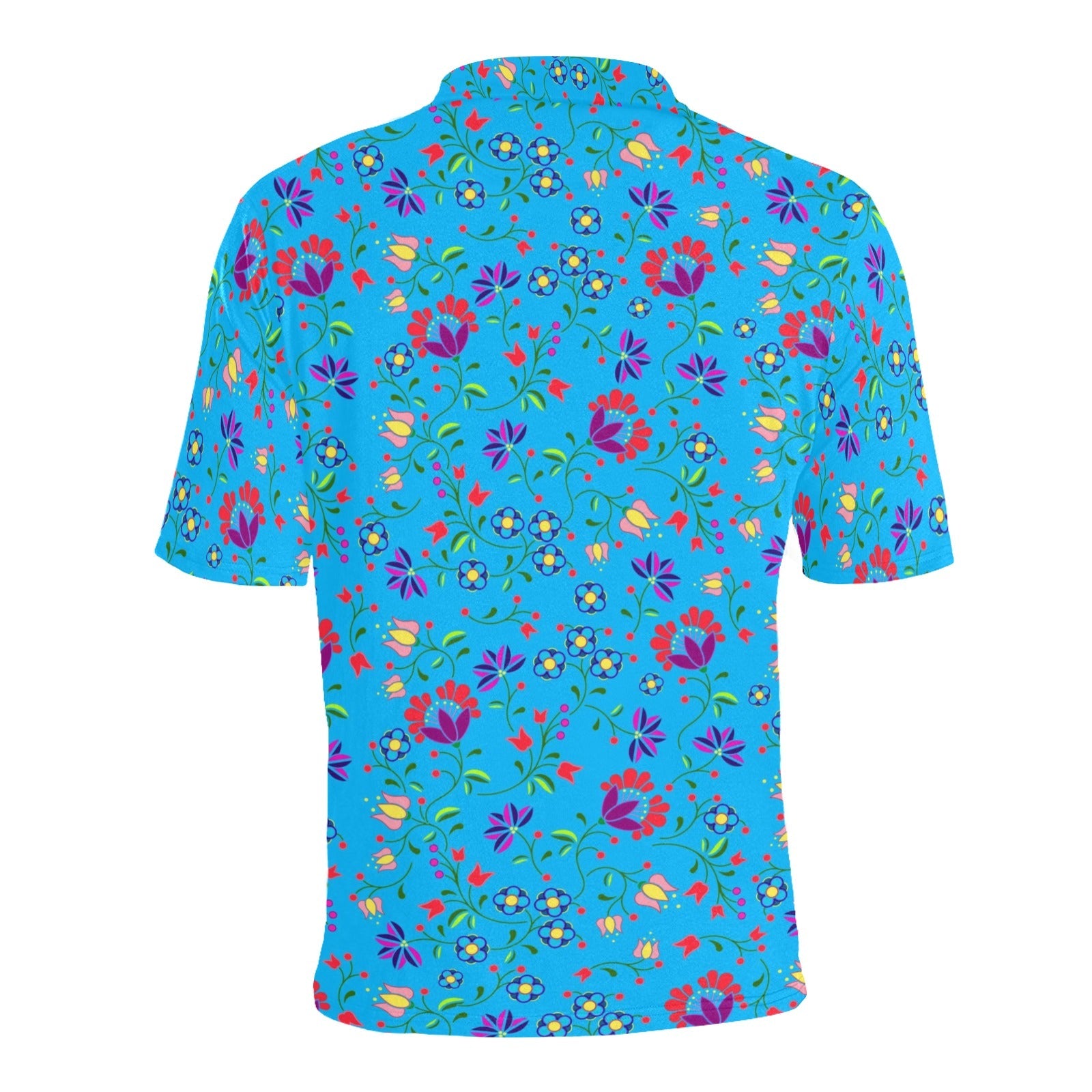 Fleur Indigine Ciel Men's All Over Print Polo Shirt (Model T55) Men's Polo Shirt (Model T55) e-joyer 