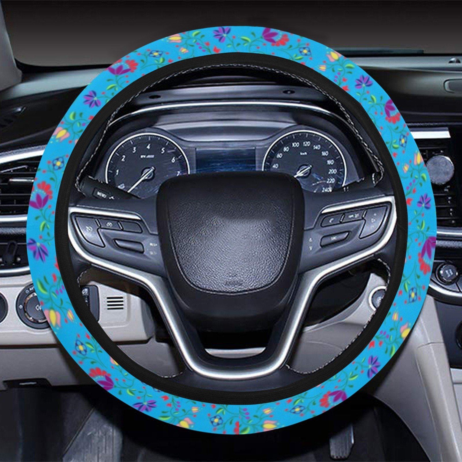 Fleur Indigine Ciel Steering Wheel Cover with Elastic Edge Steering Wheel Cover with Elastic Edge e-joyer 