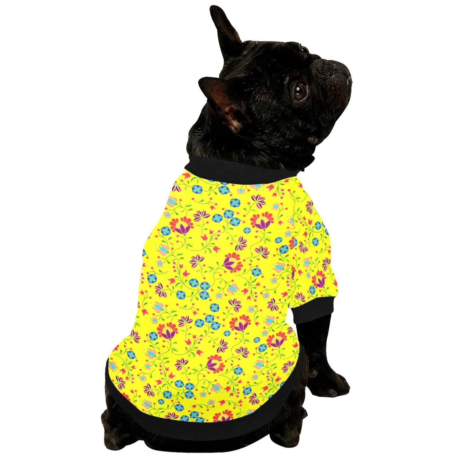 Fleur Indigine Mais Pet Dog Round Neck Shirt Pet Dog Round Neck Shirt e-joyer 