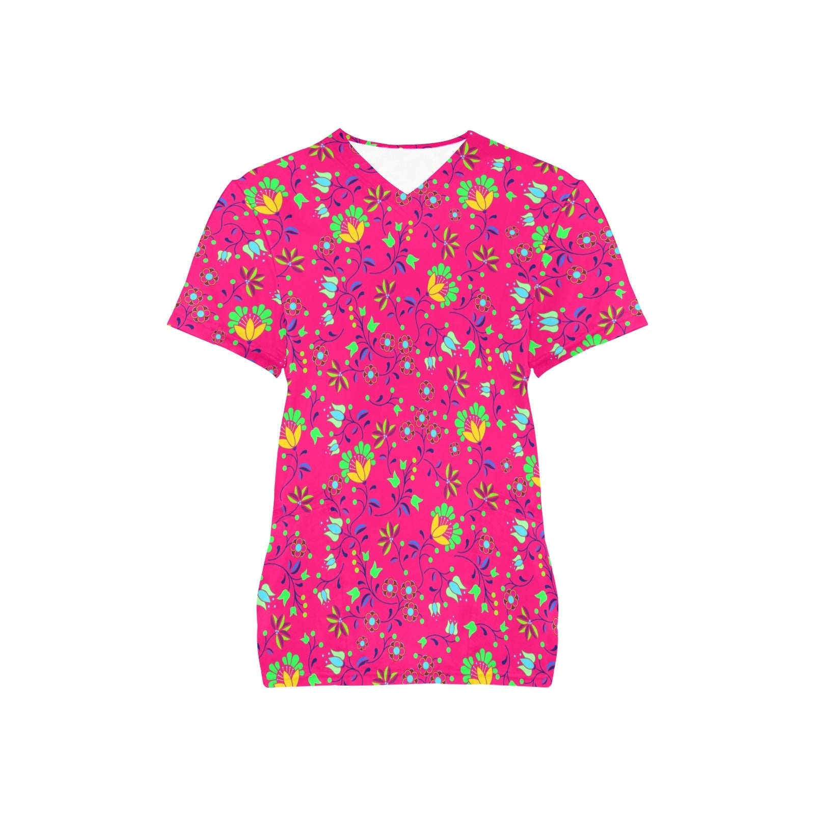 Fleur Indigine Rouge All Over Print Scrub Top Scrub Top e-joyer 