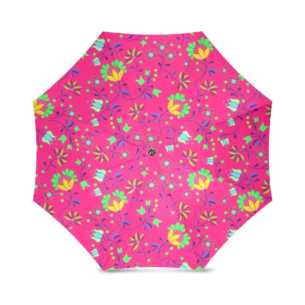 Fleur Indigine Rouge Foldable Umbrella (Model U01) Foldable Umbrella e-joyer 
