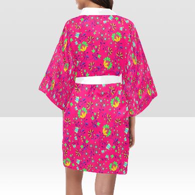 Fleur Indigine Rouge Kimono Robe Artsadd 