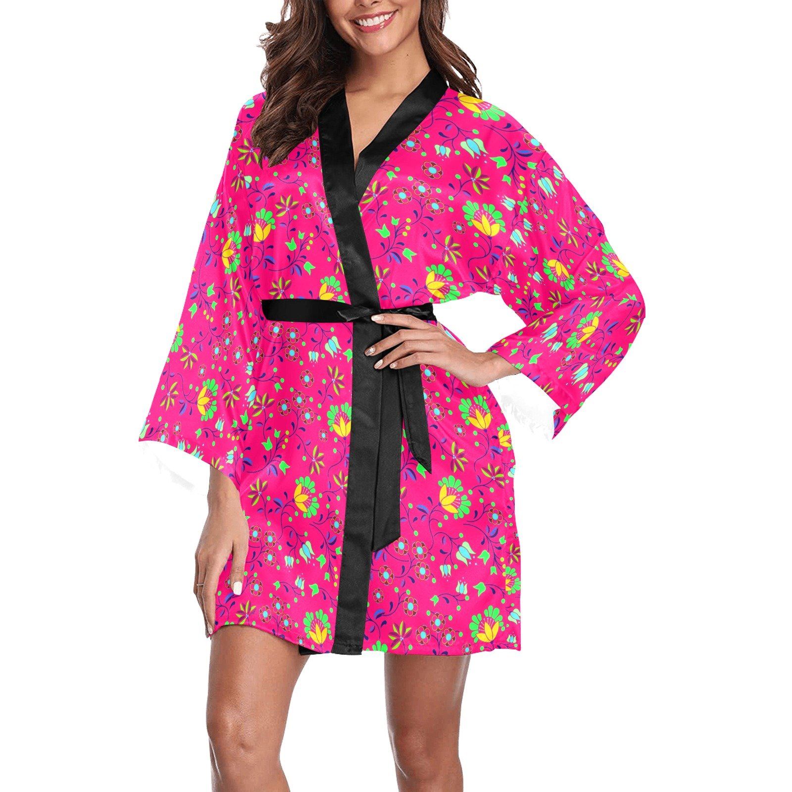 Fleur Indigine Rouge Long Sleeve Kimono Robe Long Sleeve Kimono Robe e-joyer 