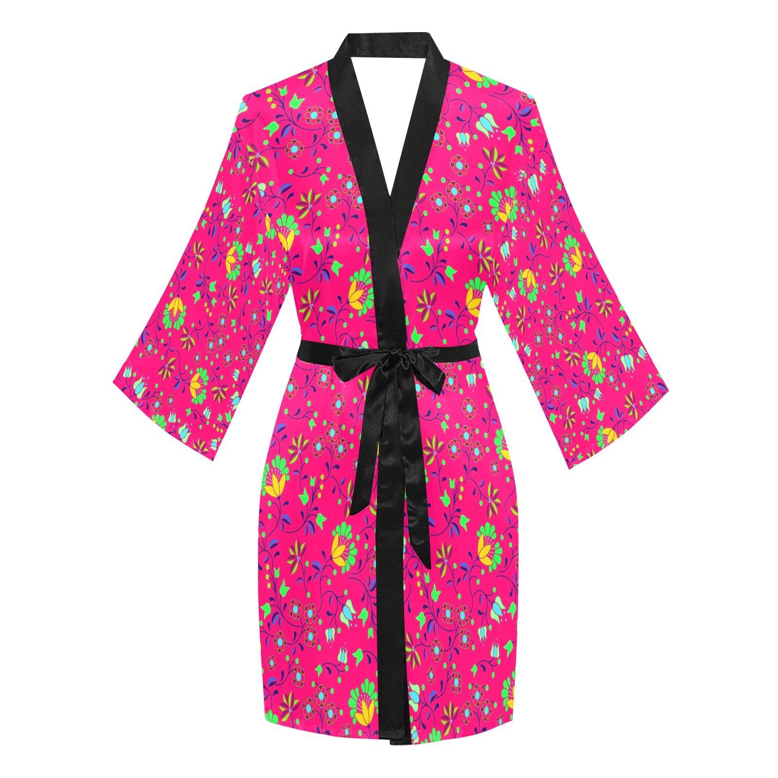 Fleur Indigine Rouge Long Sleeve Kimono Robe Long Sleeve Kimono Robe e-joyer 