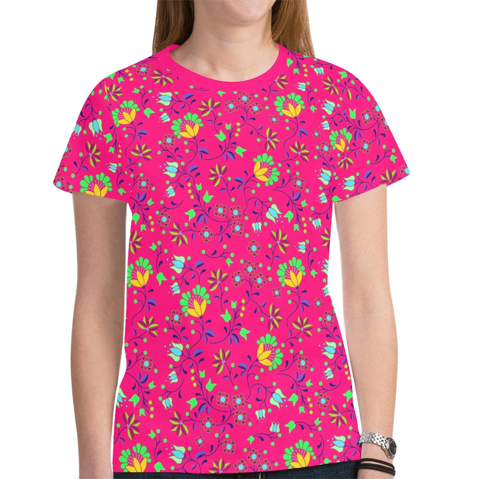 Fleur Indigine Rouge New All Over Print T-shirt for Women (Model T45) tshirt e-joyer 