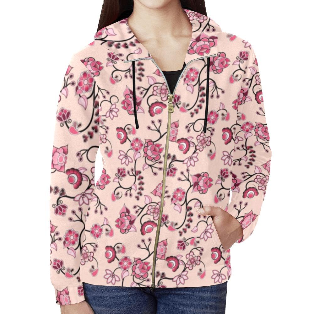 Floral Amour All Over Print Full Zip Hoodie for Women (Model H14) All Over Print Full Zip Hoodie for Women (H14) e-joyer 
