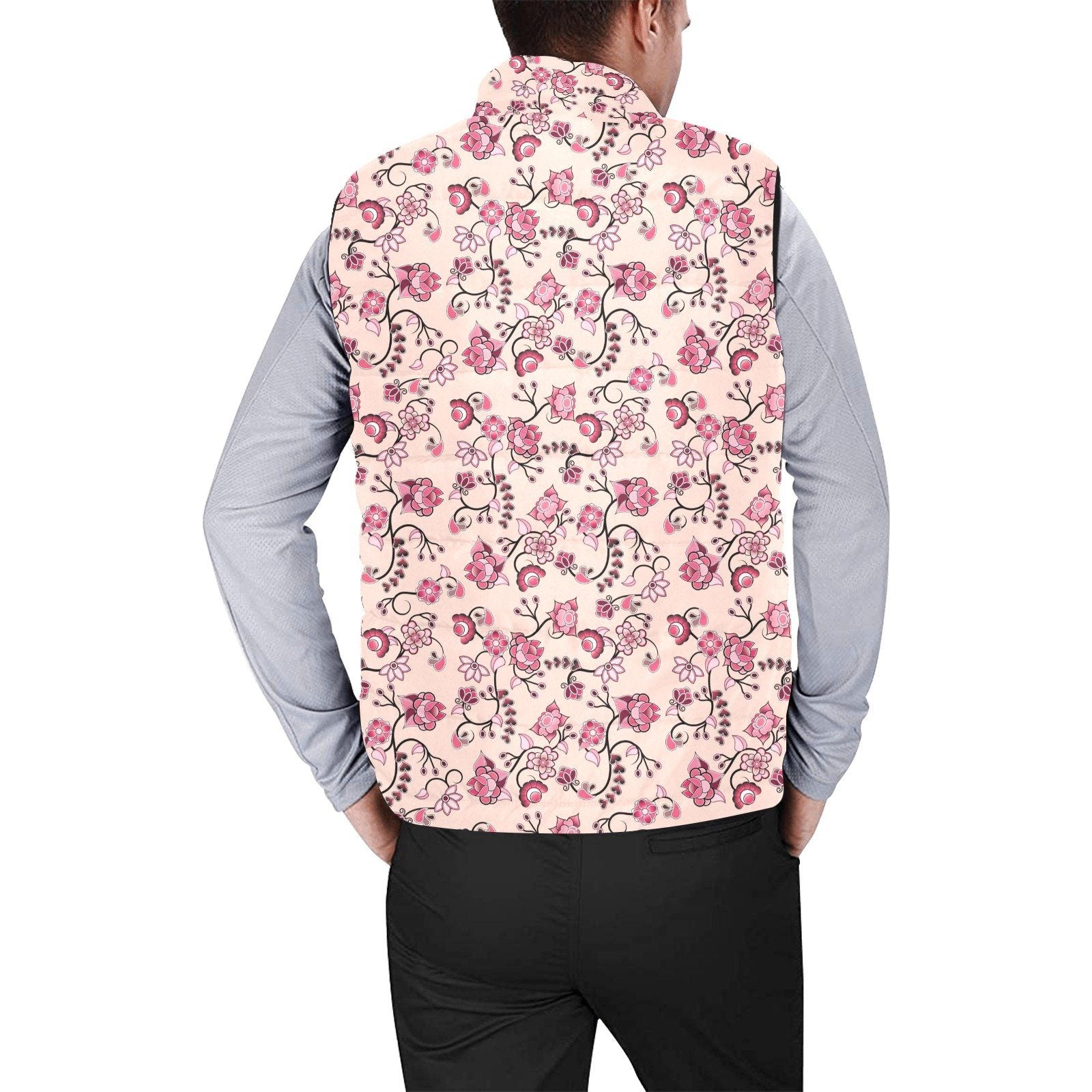 Floral Amour Men's Padded Vest Jacket (Model H44) Men's Padded Vest Jacket (H44) e-joyer 