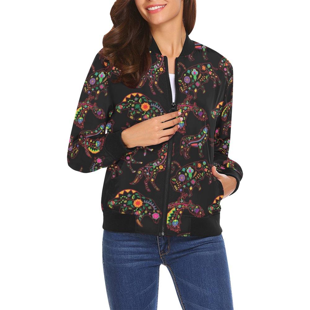 Floral Animals All Over Print Bomber Jacket for Women (Model H19) All Over Print Bomber Jacket for Women (H19) e-joyer 