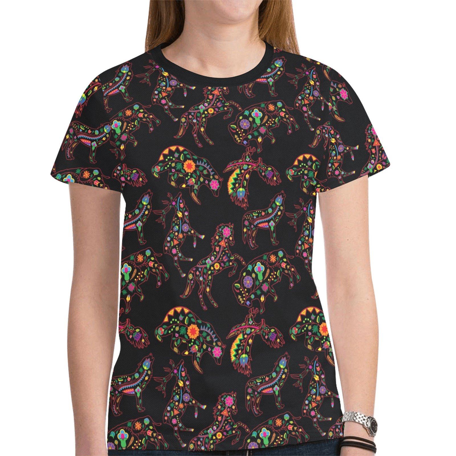 Floral Animals New All Over Print T-shirt for Women (Model T45) tshirt e-joyer 