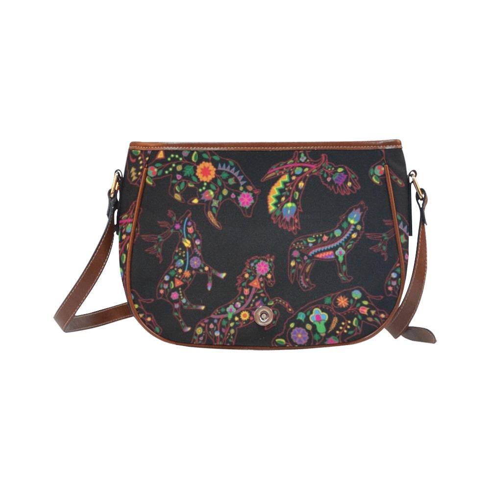 Floral Animals Saddle Bag/Large (Model 1649) bag e-joyer 