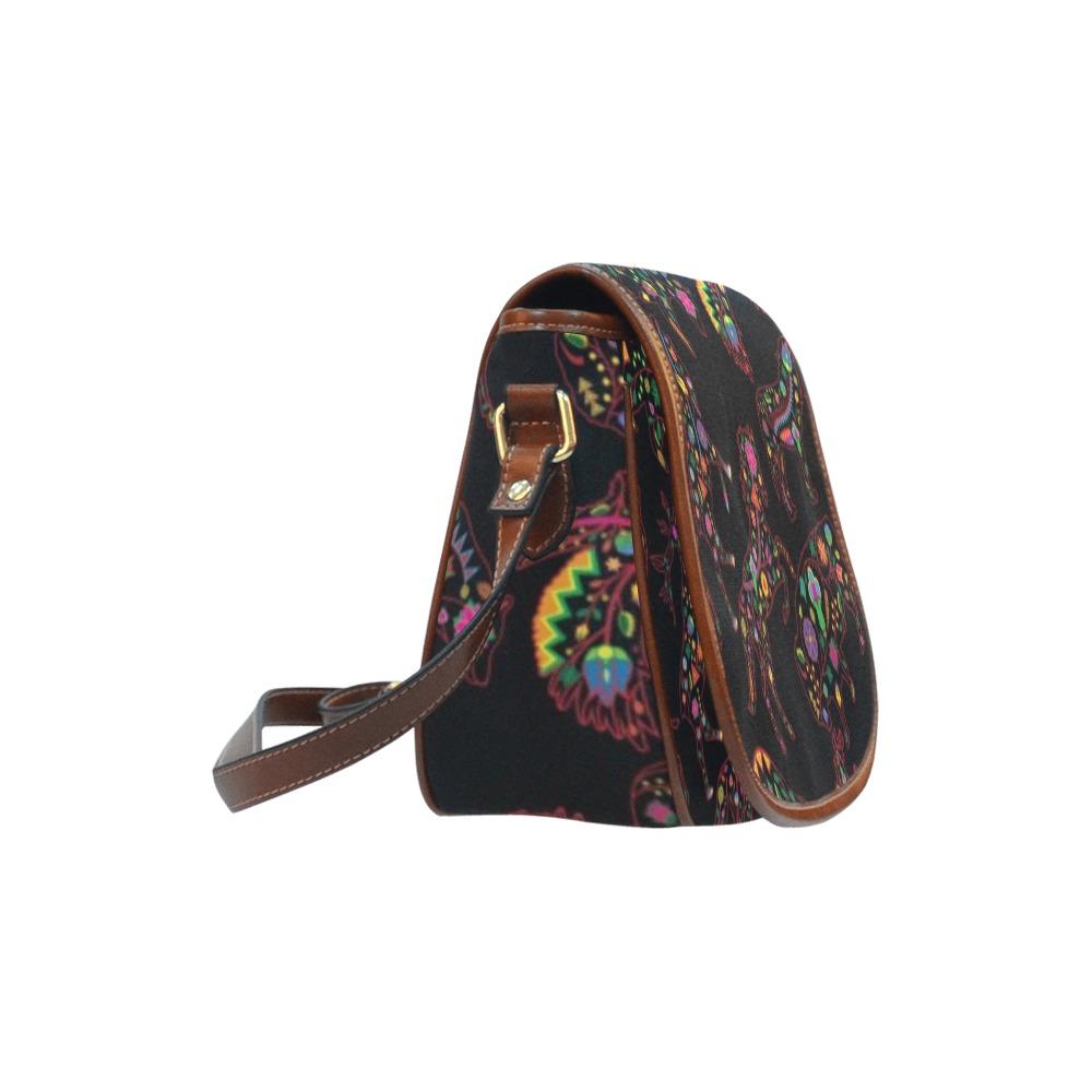 Floral Animals Saddle Bag/Large (Model 1649) bag e-joyer 