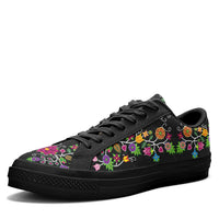 Neon Floral Wolves Aapisi Low Top Canvas Shoes Black Sole