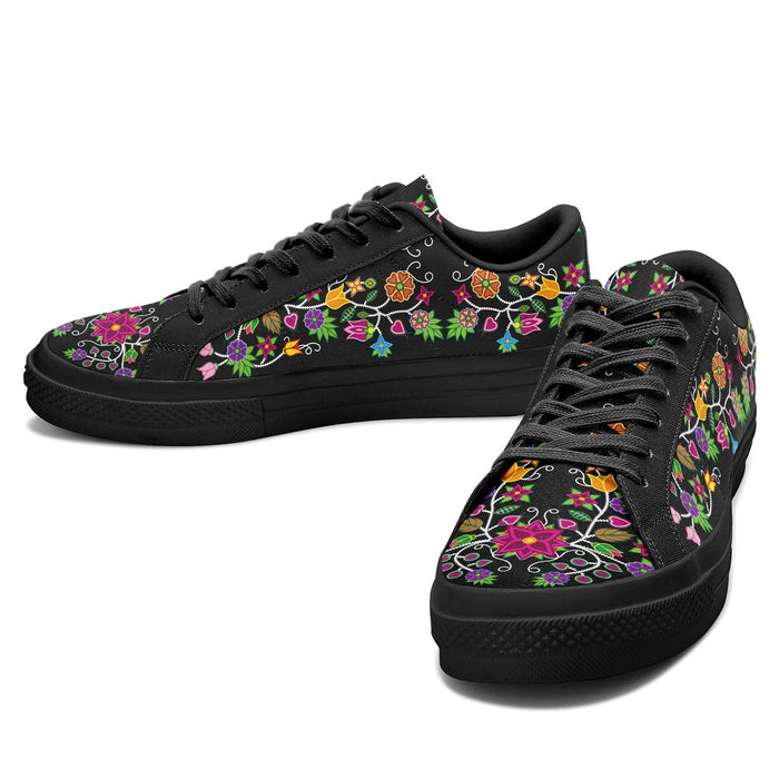 Purple Floral Amour Aapisi Low Top Canvas Shoes Black Sole