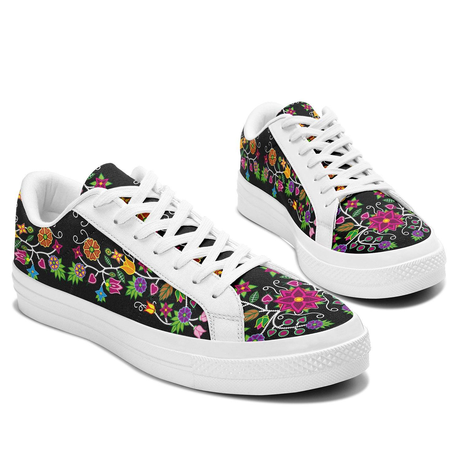 Floral Beadwork - 01 Aapisi Low Top Canvas Shoes White Sole 49 Dzine 