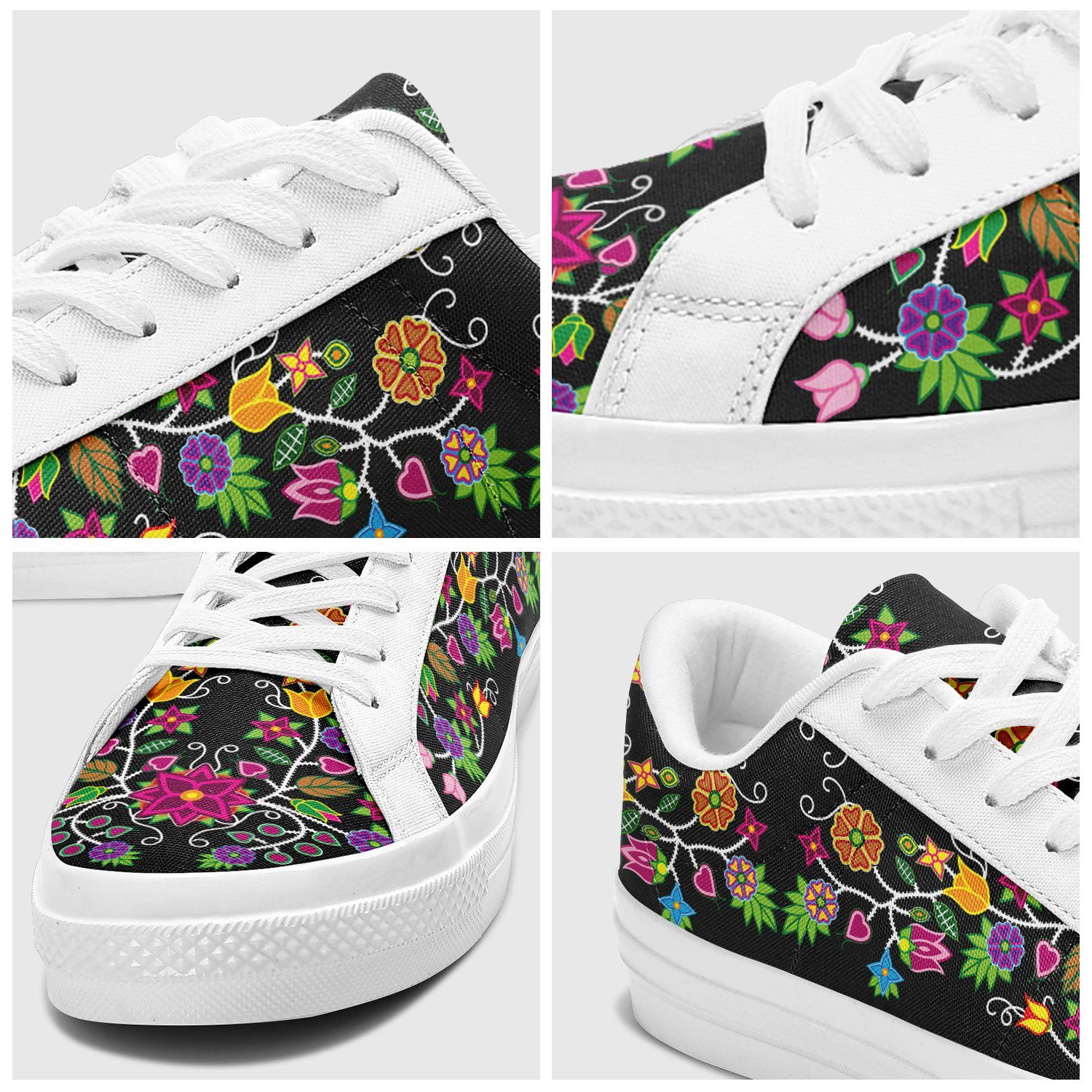 Floral Beadwork - 01 Aapisi Low Top Canvas Shoes White Sole 49 Dzine 