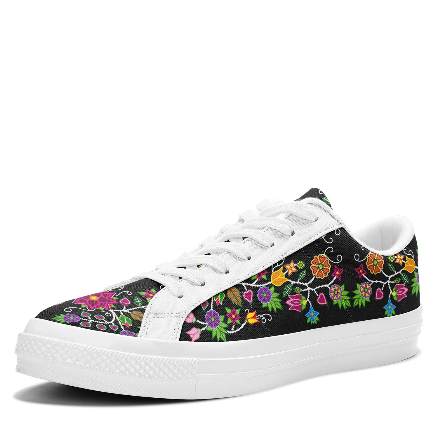 Floral Beadwork - 01 Aapisi Low Top Canvas Shoes White Sole 49 Dzine 