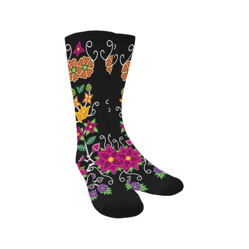 Floral Beadwork-01 Trouser Socks Socks e-joyer 