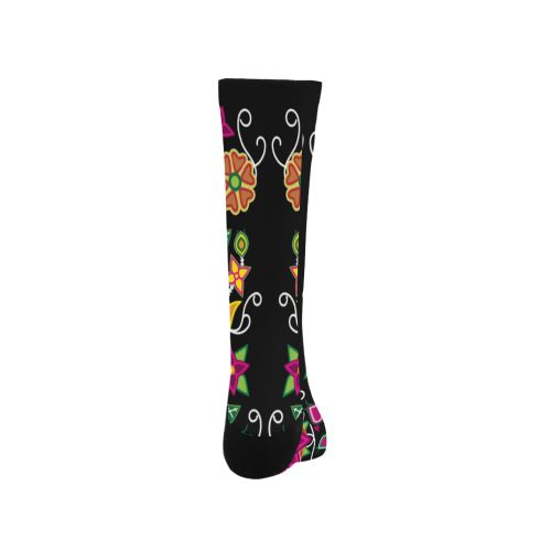 Floral Beadwork-01 Trouser Socks Socks e-joyer 