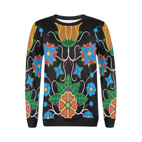 Floral Beadwork-02 All Over Print Crewneck Sweatshirt for Women (Model H18) Crewneck Sweatshirt for Women (H18) e-joyer 