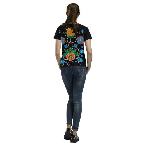 Floral Beadwork-02 All Over Print T-shirt for Women/Large Size (USA Size) (Model T40) All Over Print T-Shirt for Women/Large (T40) e-joyer 