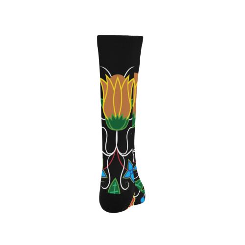 Floral Beadwork-02 Trouser Socks Socks e-joyer 