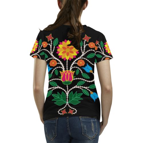 Floral Beadwork-03 All Over Print T-shirt for Women/Large Size (USA Size) (Model T40) All Over Print T-Shirt for Women/Large (T40) e-joyer 