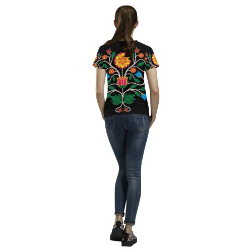 Floral Beadwork-03 All Over Print T-shirt for Women/Large Size (USA Size) (Model T40) All Over Print T-Shirt for Women/Large (T40) e-joyer 