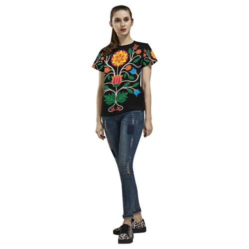 Floral Beadwork-03 All Over Print T-shirt for Women/Large Size (USA Size) (Model T40) All Over Print T-Shirt for Women/Large (T40) e-joyer 