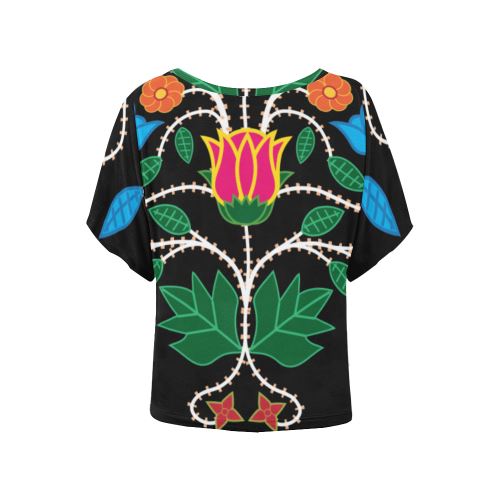 Floral Beadwork-03 Women's Batwing-Sleeved Blouse T shirt (Model T44) Women's Batwing-Sleeved Blouse T shirt (T44) e-joyer 