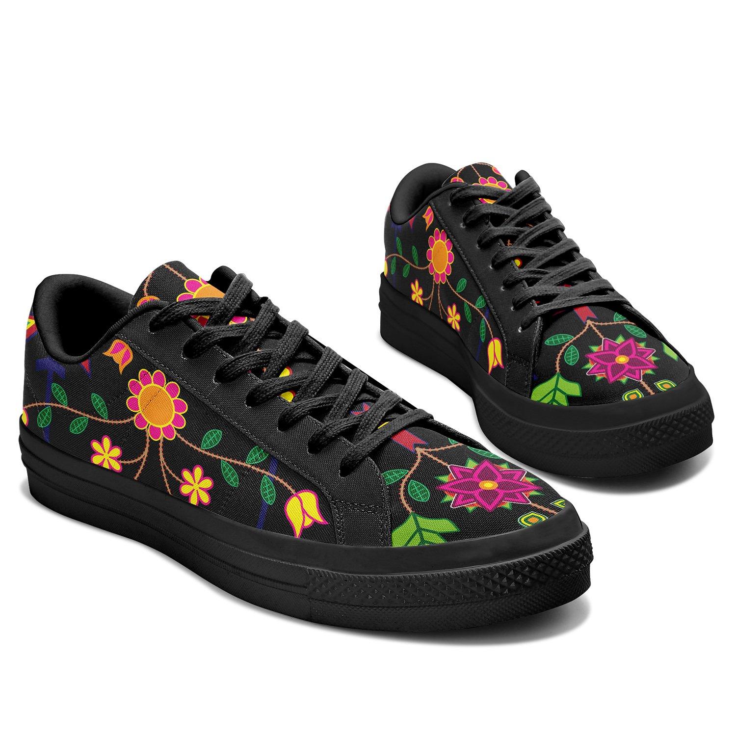 Floral Beadwork Aapisi Low Top Canvas Shoes Black Sole aapisi Herman 