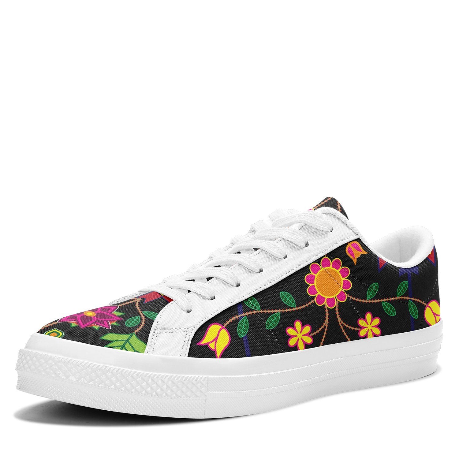 Floral Beadwork Aapisi Low Top Canvas Shoes White Sole aapisi Herman 