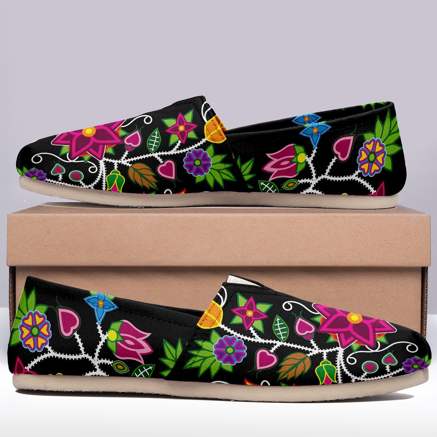 Floral Beadwork Casual Unisex Slip On Shoe Herman 