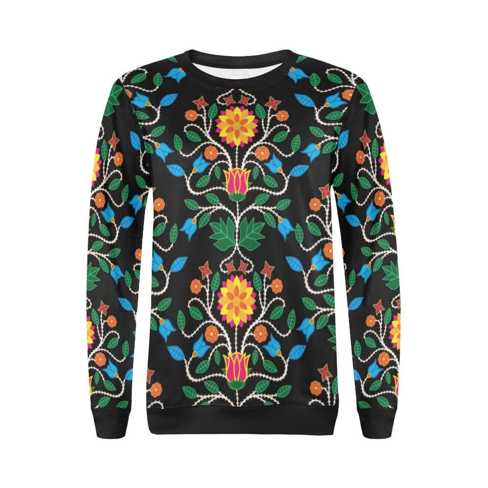 Floral Beadwork Four Clans All Over Print Crewneck Sweatshirt for Women (Model H18) Crewneck Sweatshirt for Women (H18) e-joyer 